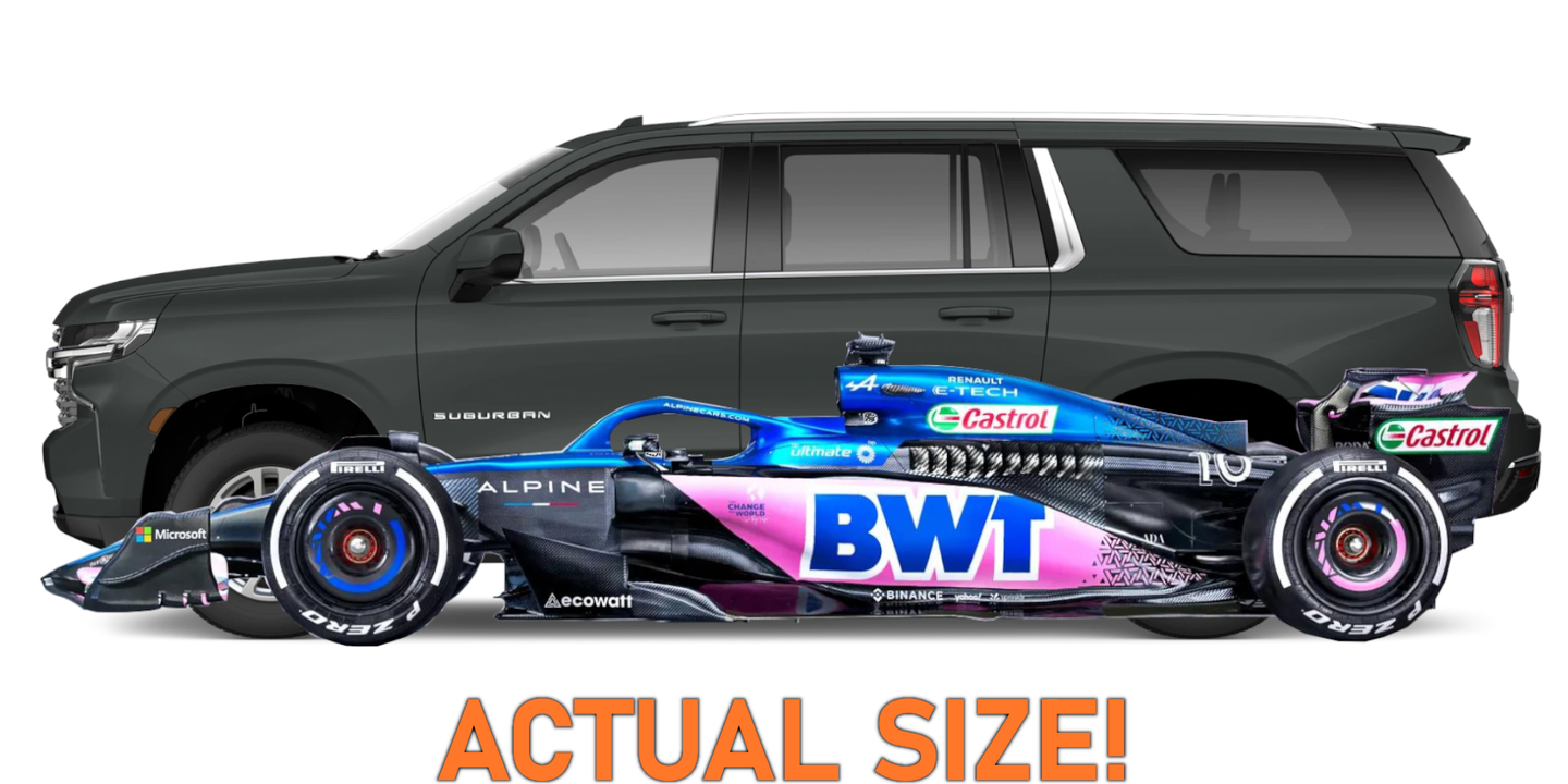 Did You Know F1 Cars Are Almost As Long as a Chevy Suburban?