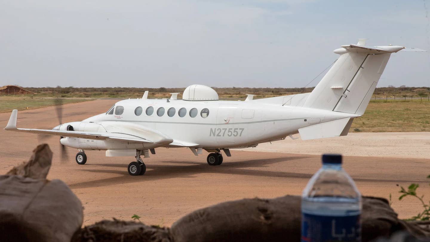 This picture shows a&nbsp;Beechcraft King Air configured for intelligence, surveillance, and reconnaissance missions at Baledogle Military Airfield in Somalia in 2021. The U.S. civil registration code on the side was not assigned to any specific aircraft at the time and its exact operator remains unknown. However, this is very much in line with the kinds of aircraft that JSOC is understood to operate clandestinely and that it would be interested in obscuring the activities of via the proposed Aircraft Flight Profile Management Database Tool. <em>USMC</em>