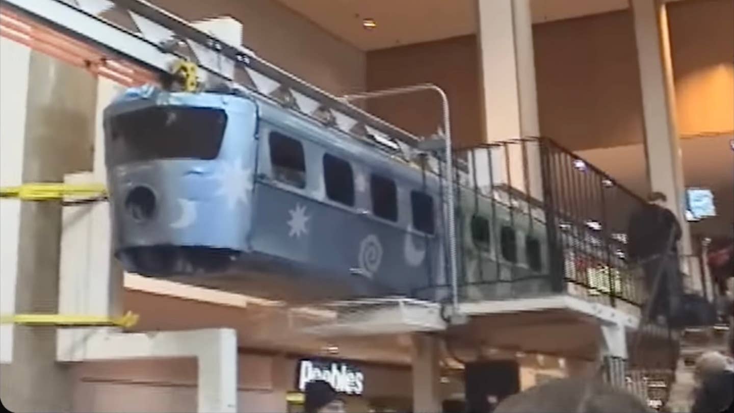 Rocket Express kids' monorail in a mall in the 2000s
