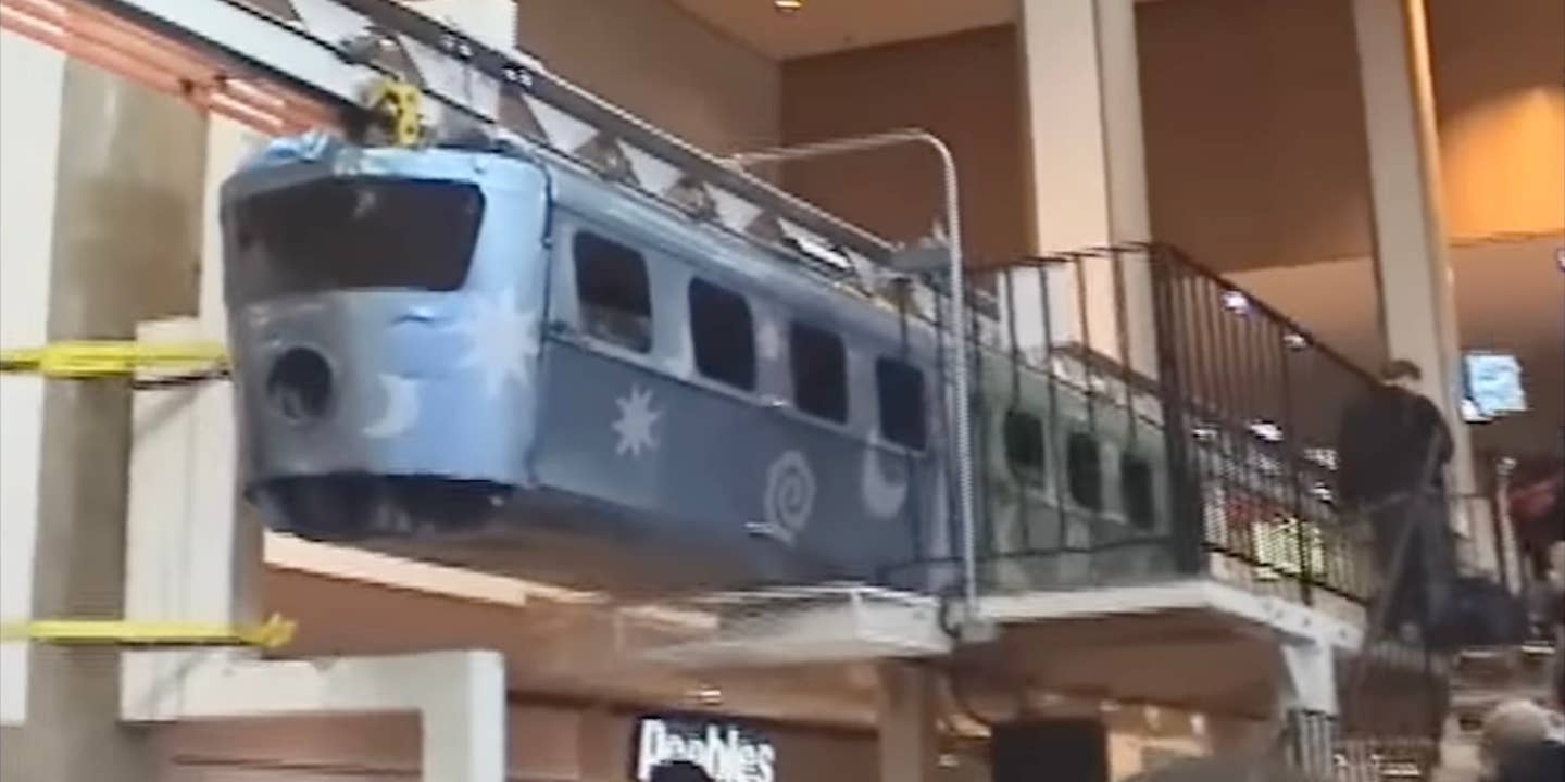 Rocket Express kids' monorail in a mall in the 2000s