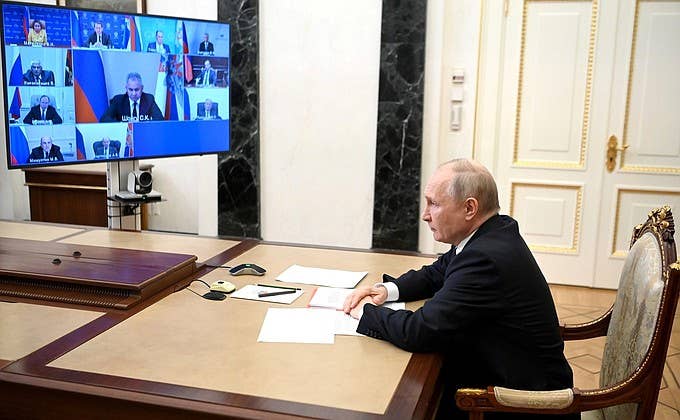Vladimir Putin says Poland wants to occupy western Ukraine and attack Belarus. (Kremlin photo)