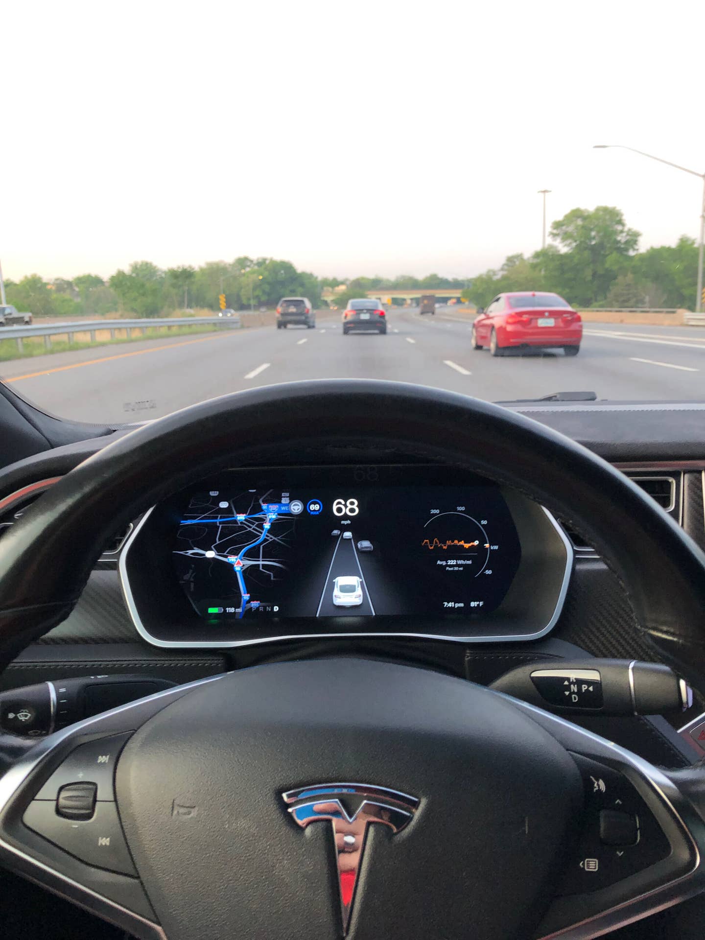 Behind the wheel in the Model S. <em>Joe Ligo</em>