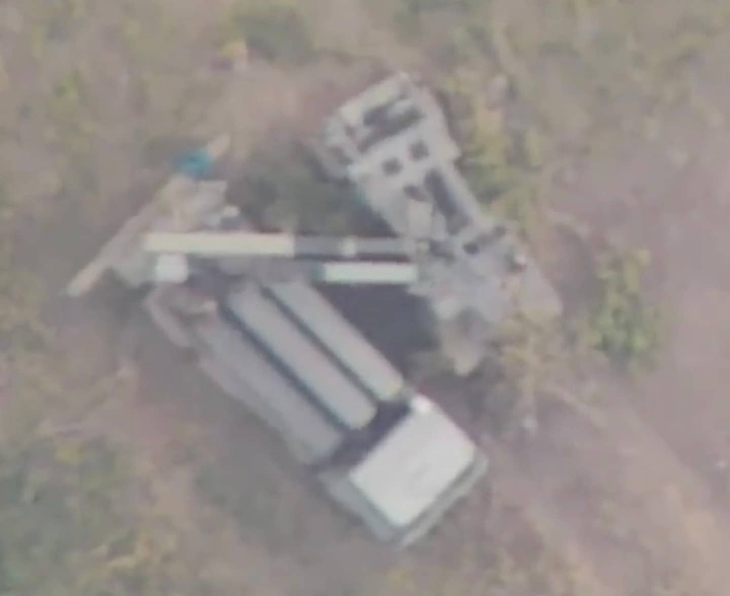 Missile launcher and transport vehicle seen in the video. <em>Twitter screencap</em>