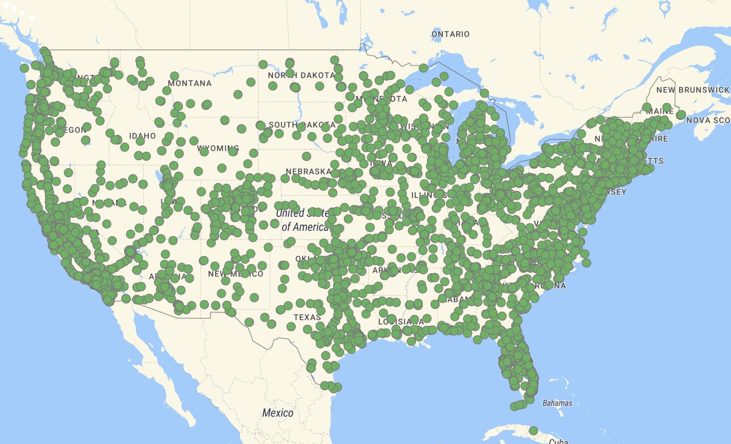 U.S. Department of Energy Charging Map as of July 2023