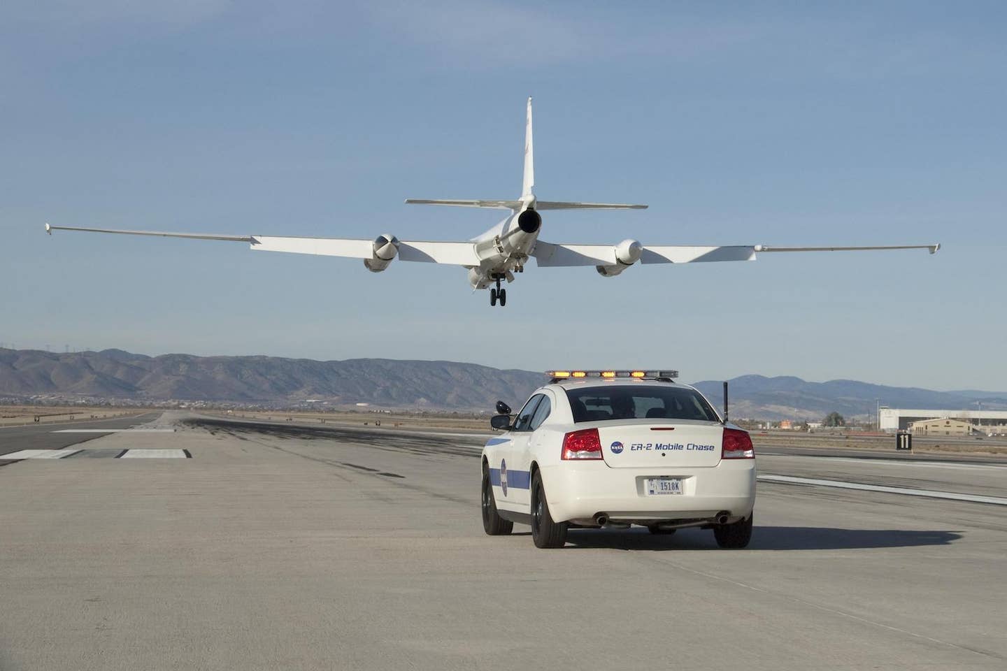 Dodge Charger (LX) being used as a U-2 chase car by NASA at Dryden Aircraft Operations Facility in Palmdale, CA. <em>NASA/Tony Landis</em>