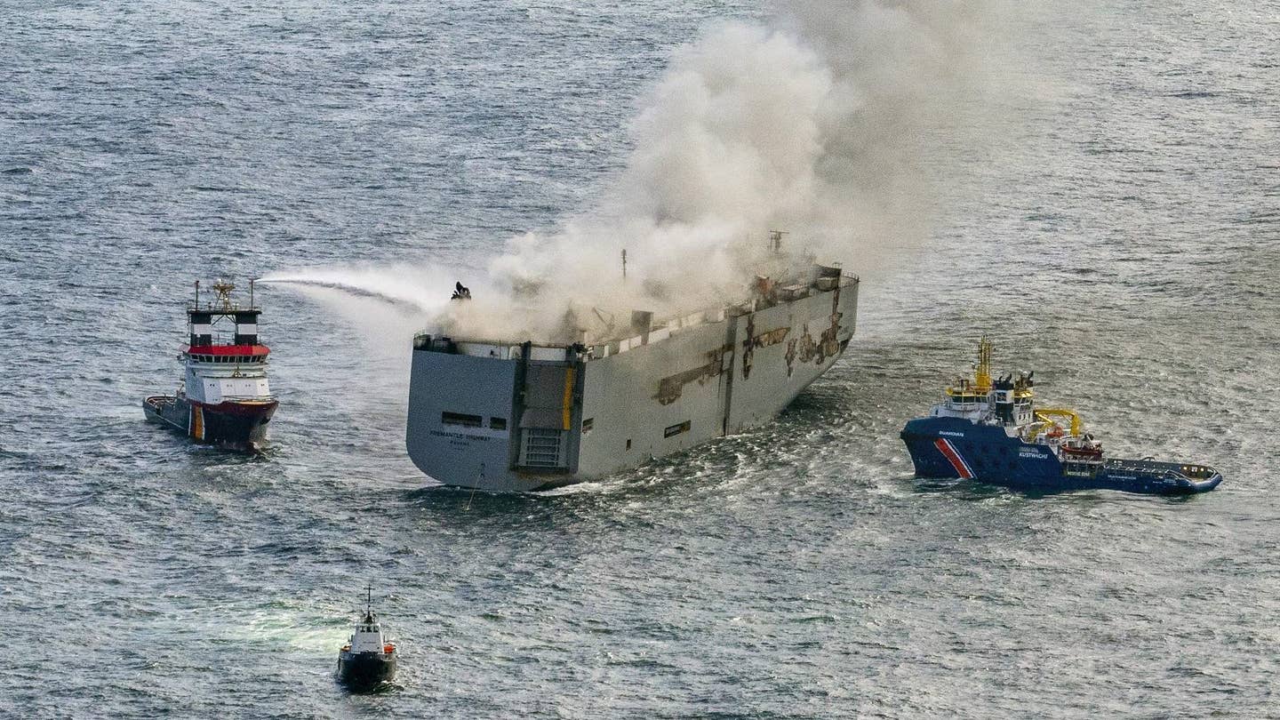 Cargo Ship Carrying 3,000 Cars Is Ablaze in North Sea, EV Suspected as Cause
