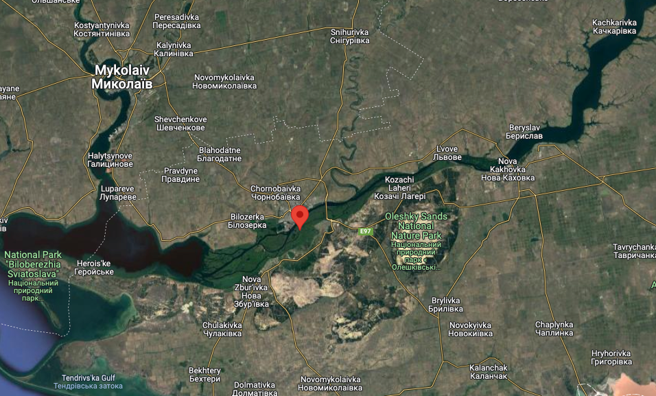 Ukrajinské síly překročily řeku Konka v Rusy okupované Chersonské oblasti.  (obrázek Google Earth)