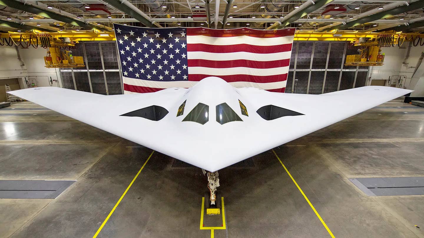 Northrop Grumman says its "on track" for a B-21 Raider stealth bomber first flight in 2023 after the initial example was successfully "powered on."