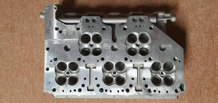 Disassembled prototype VW W10 engine, underside of the cylinder head