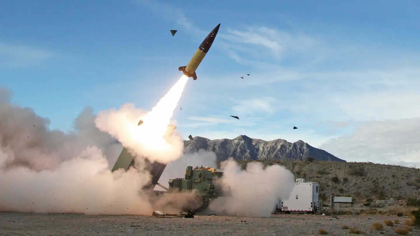 A US Army M270-series launcher fires an ATACMS missile. US Army