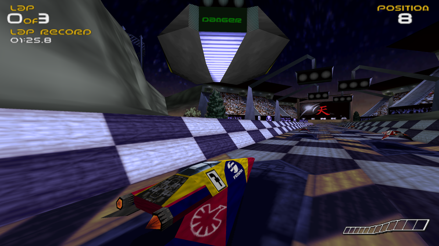 Gameplay of Wipeout played in a PC browser window before race start