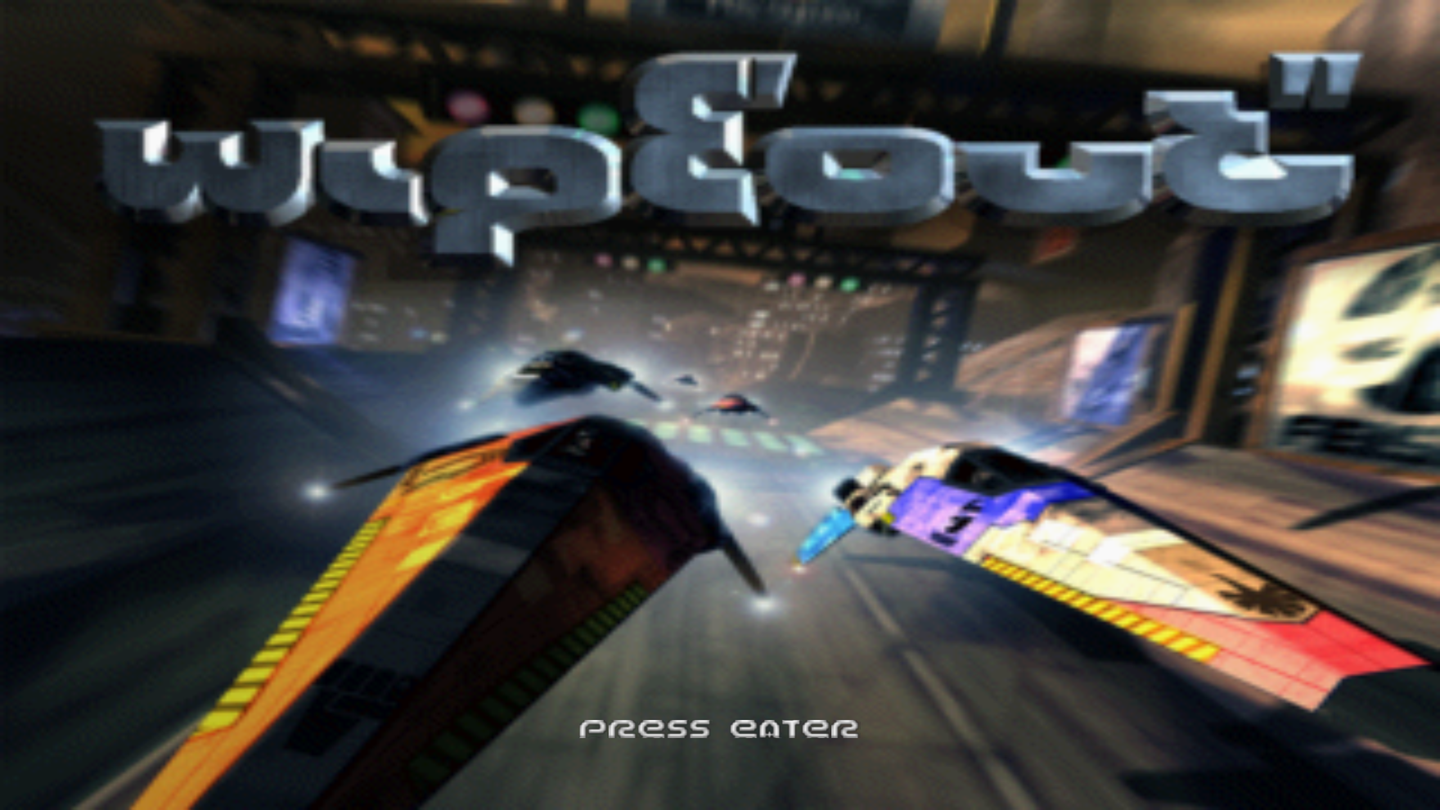 Title screen of Wipeout played in a PC browser window