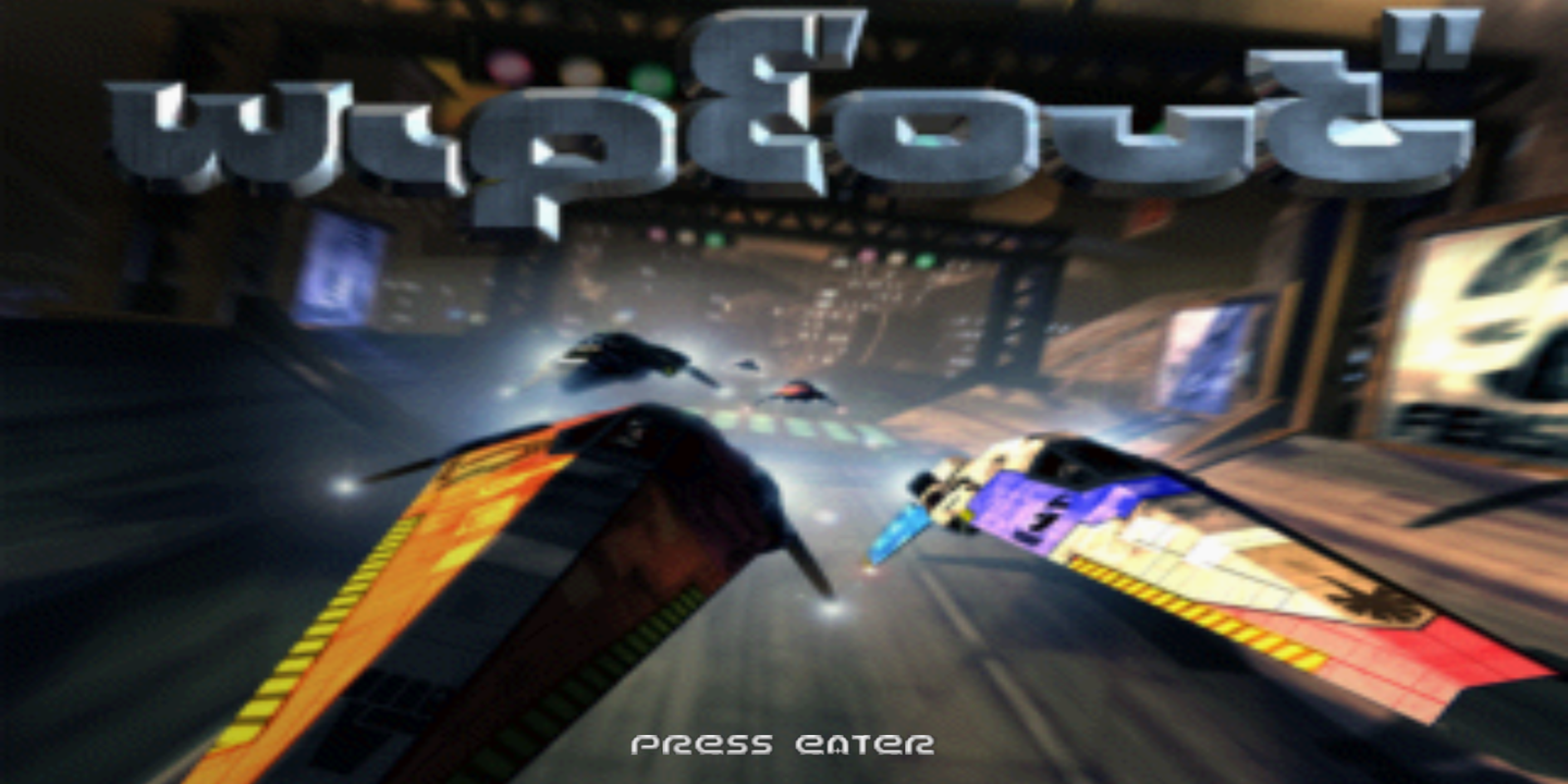 Title screen of Wipeout played in a PC browser window