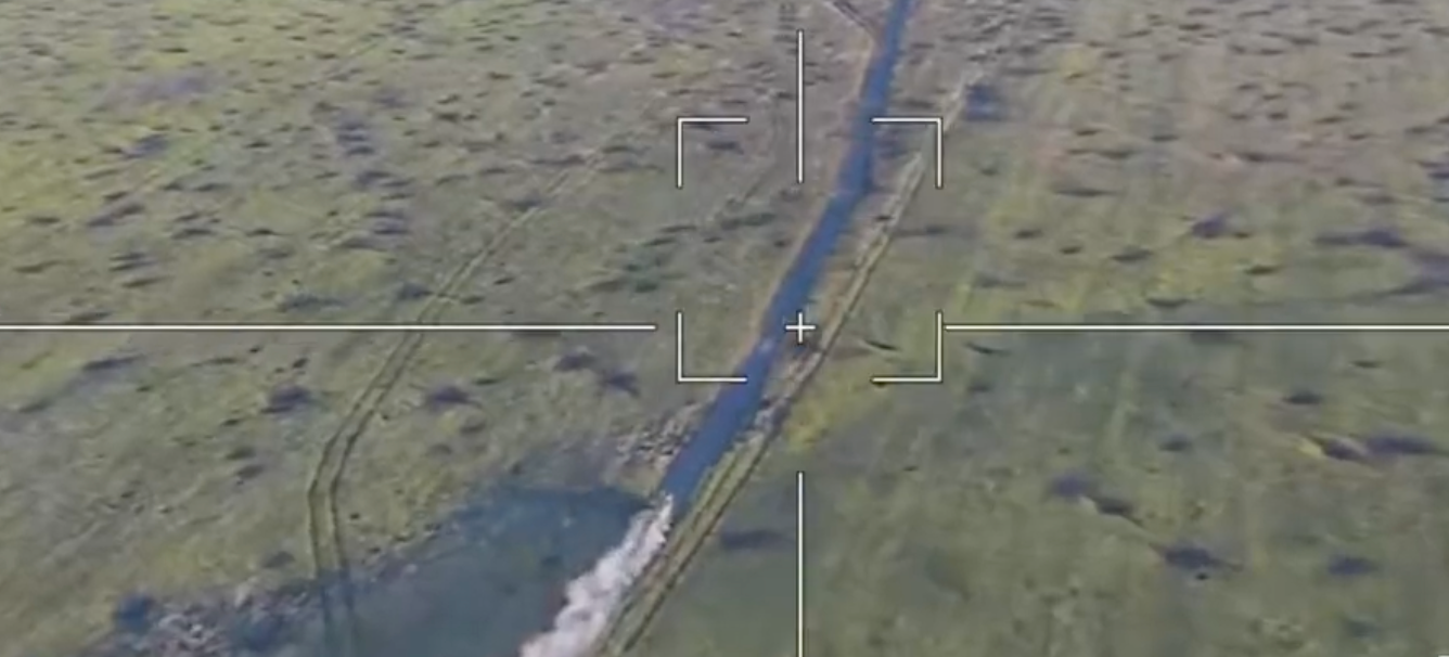 The Stryker was seen traveling alone in daylight on video. (Telegram screencap).