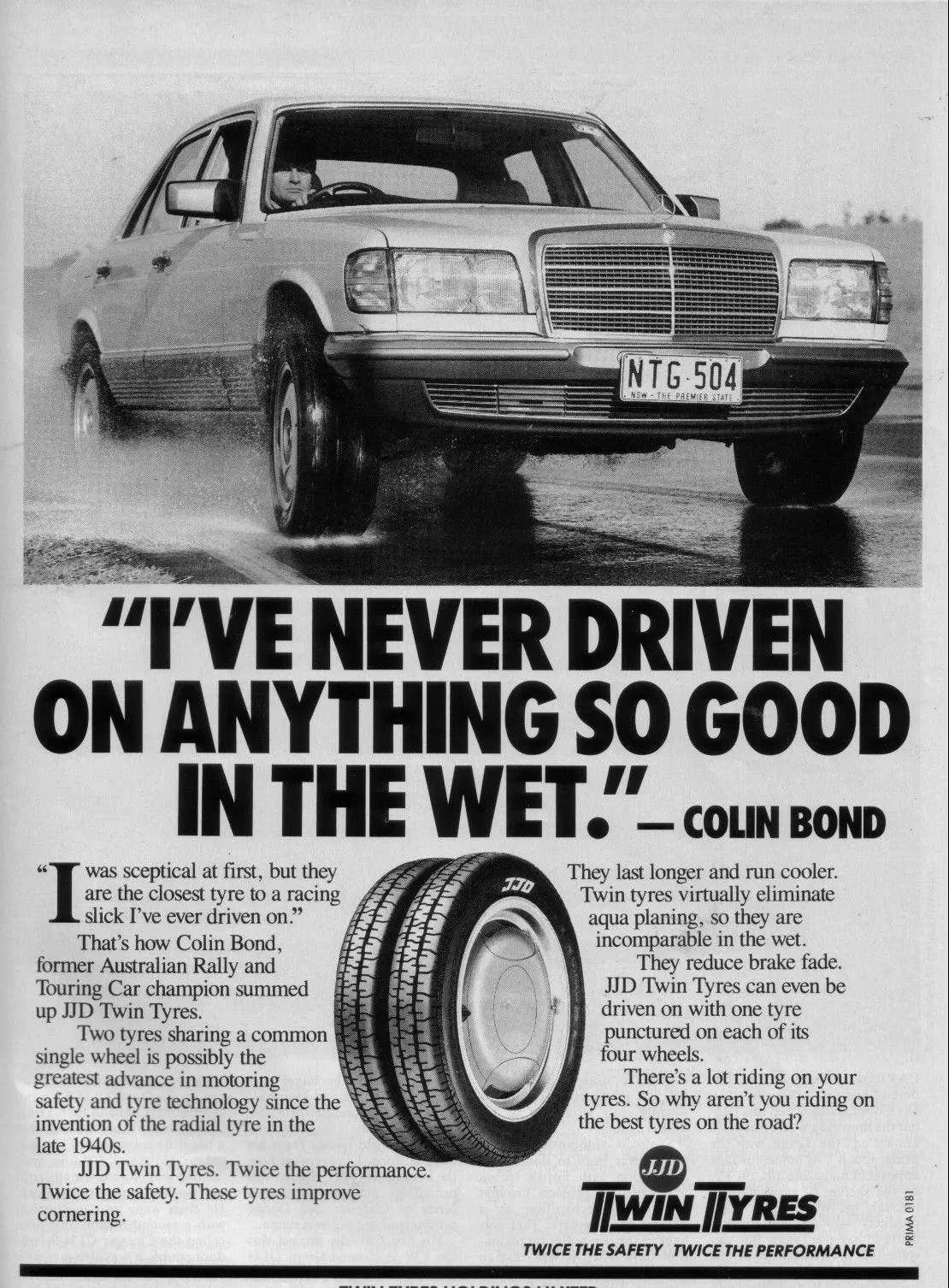 JJD Twin Tire ad from Australia, with spelling as &quot;tyres&quot;