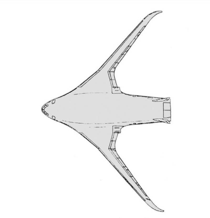 A blended wing body concept from the late 1980s credited to McDonnell-Douglas' engineer Robert Liebeck. Liebeck is among those now working for JetZero. <em>NASA via AviationWeek</em>