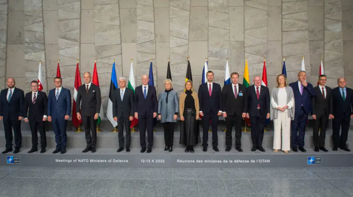 The defense ministers of the 15 European nations that agreed to form the European Sky Shield Initiative, a new common air defense alliance. <em>NATO</em>