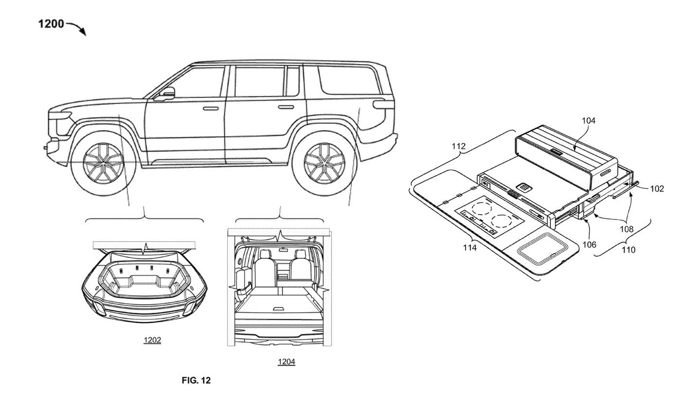 Rivian Patent Reveals Slide-Out Camp Kitchen for R1S