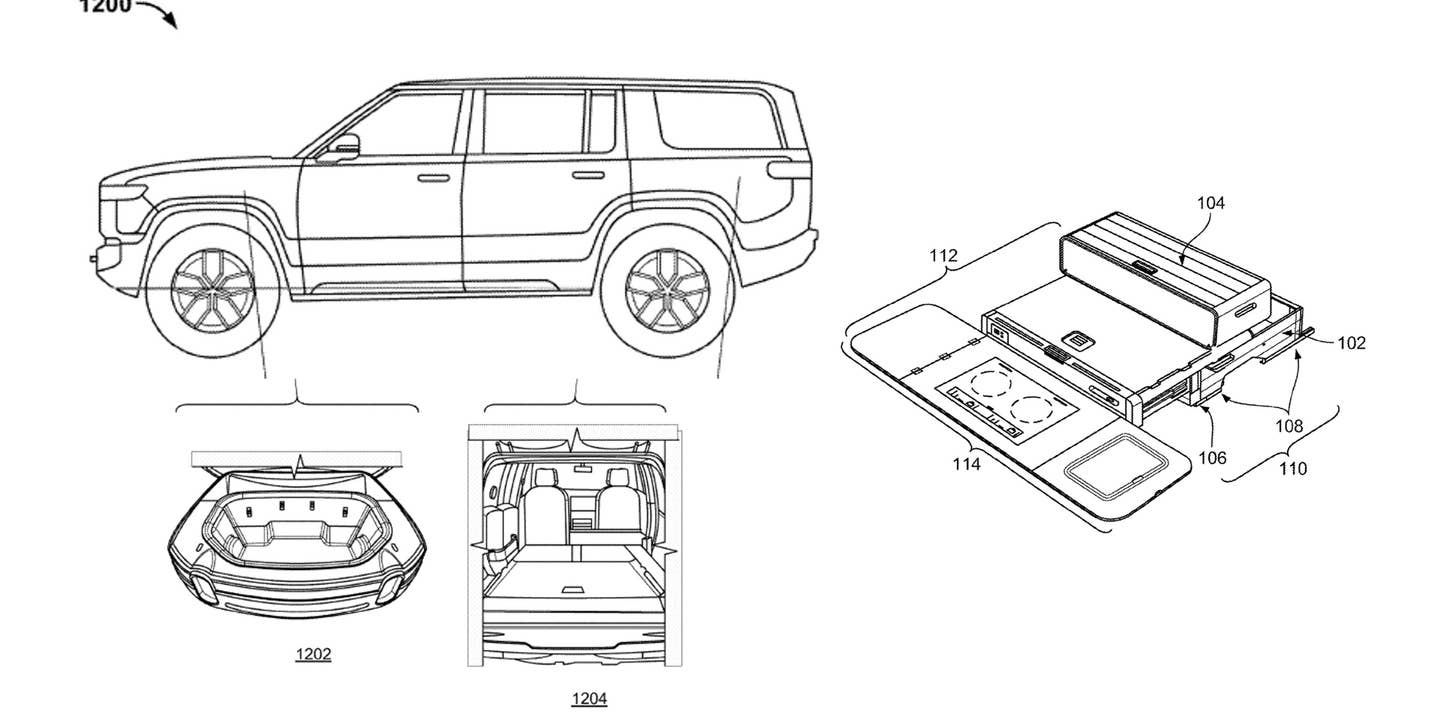 Rivian Patent Reveals Slide-Out Camp Kitchen for R1S