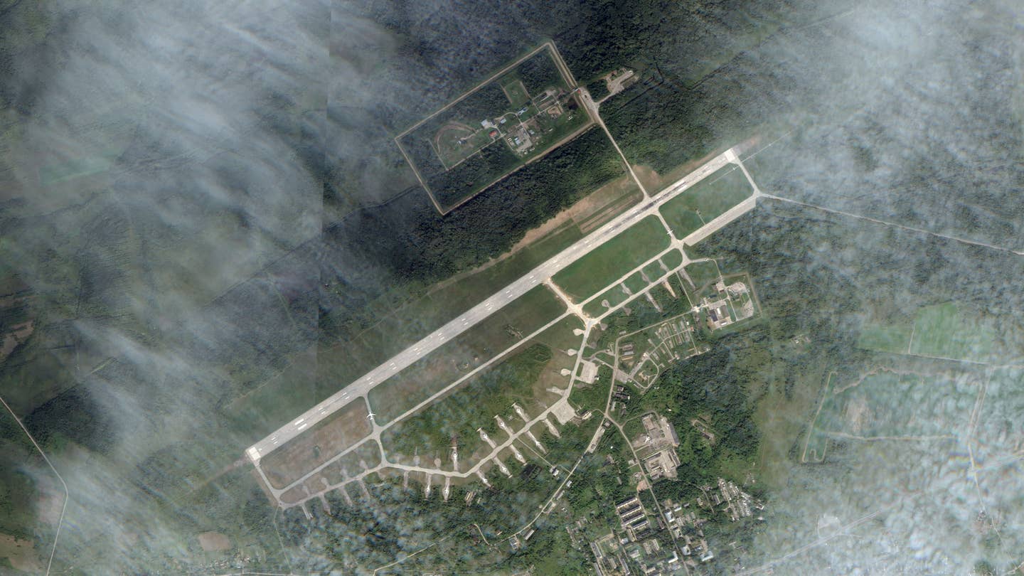 Soltsy-2 airbase as seen on August 16th, 2023. <em>PHOTO © 2023 PLANET LABS INC. ALL RIGHTS RESERVED. REPRINTED BY PERMISSION</em>