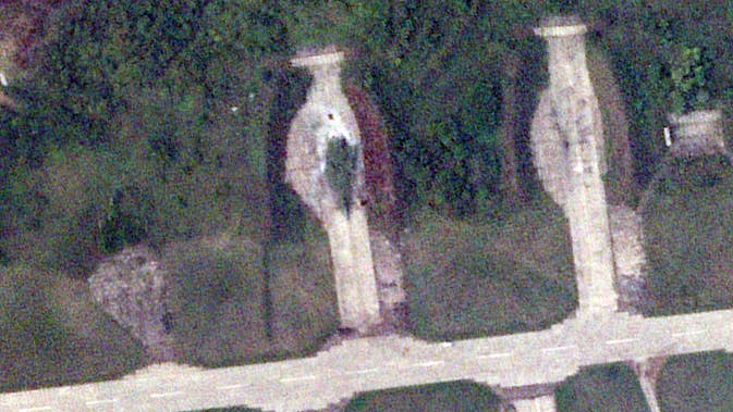 A close-up of a Planet Labs satellite image showing the burned remains of a Russian Tu-22M Backfire bomber destroyed during a Ukrainian drone attack last week at the Stoltsy-2 airbase in Russia. <em>PHOTO © 2023 PLANET LABS INC. ALL RIGHTS RESERVED. REPRINTED BY PERMISSION</em>