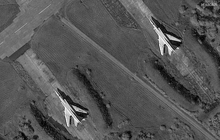 A closer view of two of those bombers taken Aug. 10 (Maxar Technolgies satellite image)
