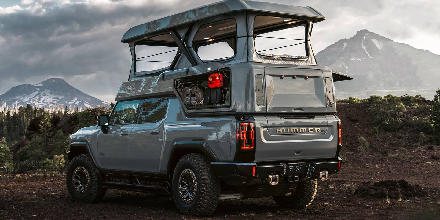 GMC Hummer EV EarthCruiser Adds Carbon Fiber Pop-Up Camper With a Kitchen