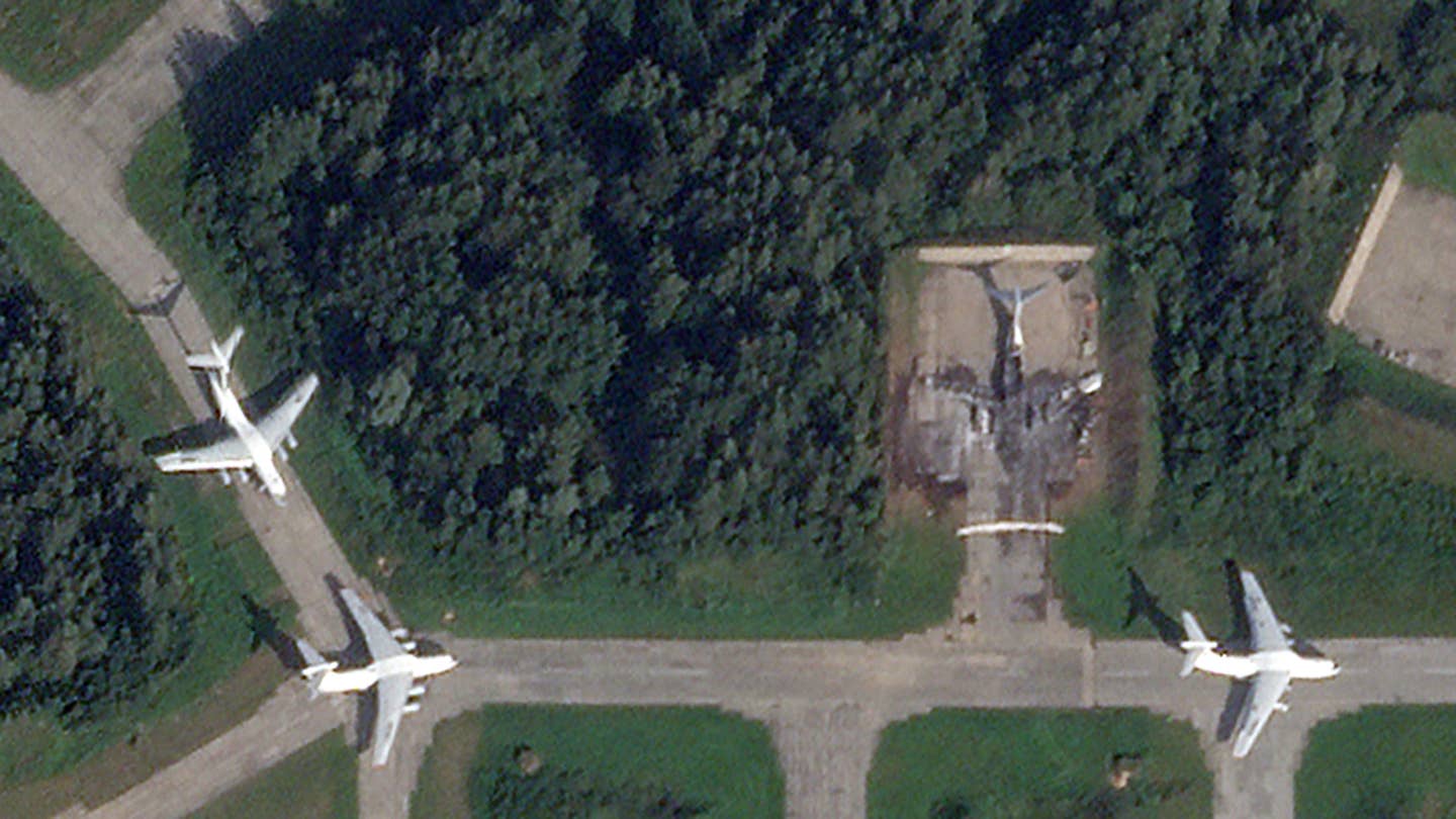 Another fully burned out Il-76 is seen at the base.&nbsp;<em>PHOTO © 2023 PLANET LABS INC. ALL RIGHTS RESERVED. REPRINTED BY PERMISSION</em>