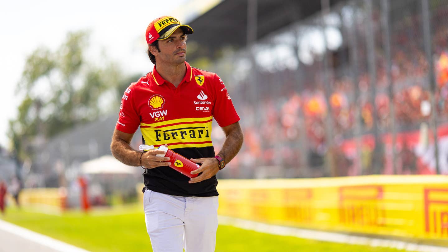 MONZA, ITALY - SEPTEMBER 3: Carlos Sainz of Spain and Ferrari F1 team on the grid prior to the F1 Grand Prix of Italy at Autodromo Nazionale Monza on September 3, 2023 in Monza, Italy. (Photo by Kym Illman/Getty Images)