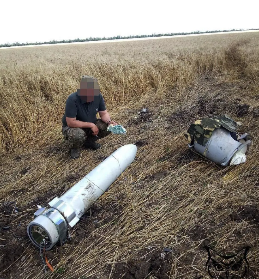 Parts of a Storm Shadow cruise missile, either shot down or having malfunctioned, shown after its recovery by Russians. <em>via Twitter</em>