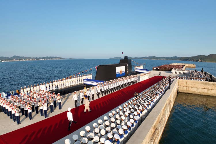 Here we see the boat post-launch alongside the pier. (KCNA)