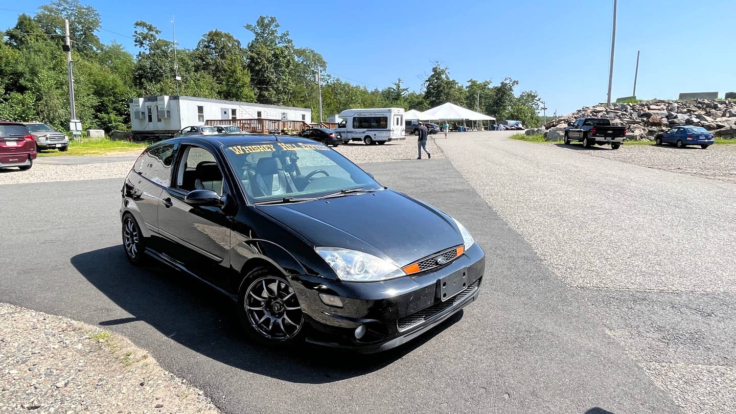 This old-school SVT Focus was my instructor's personal car. He took me out for a rip at the end of the day and I'm pretty sure he smoked my time with less than half the horsepower I had. I was impressed on two levels—when's the last time you saw one of these this clean? <em>Andrew P. Collins</em>