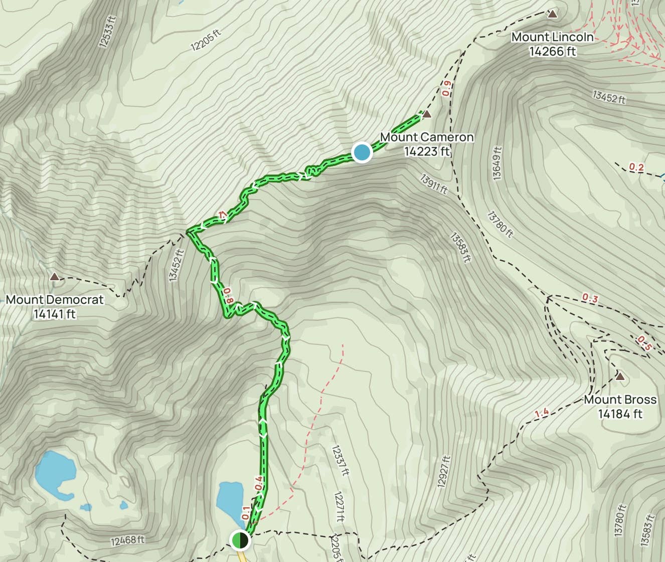 Topographical map of the Decalibron Trail