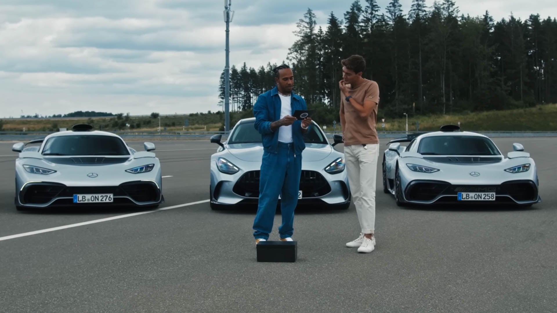 Witness Lewis Hamilton and George Russell joyride in the AMG One.