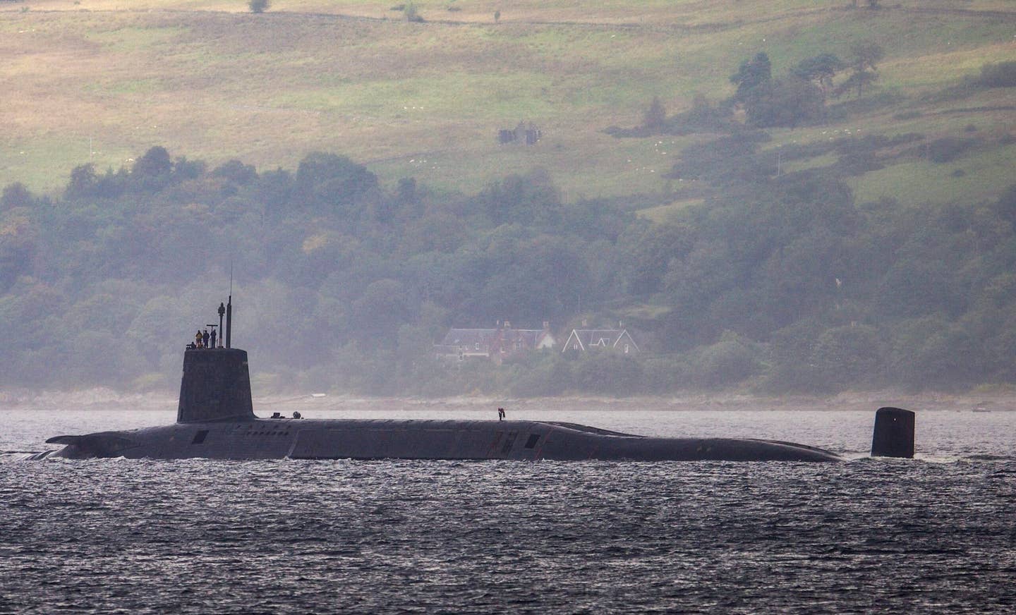 <em>Vanguard</em> class SSBN pictured outbound, Faslane, Scotland, August 29, 2023. <em>Sheila Weir</em>
