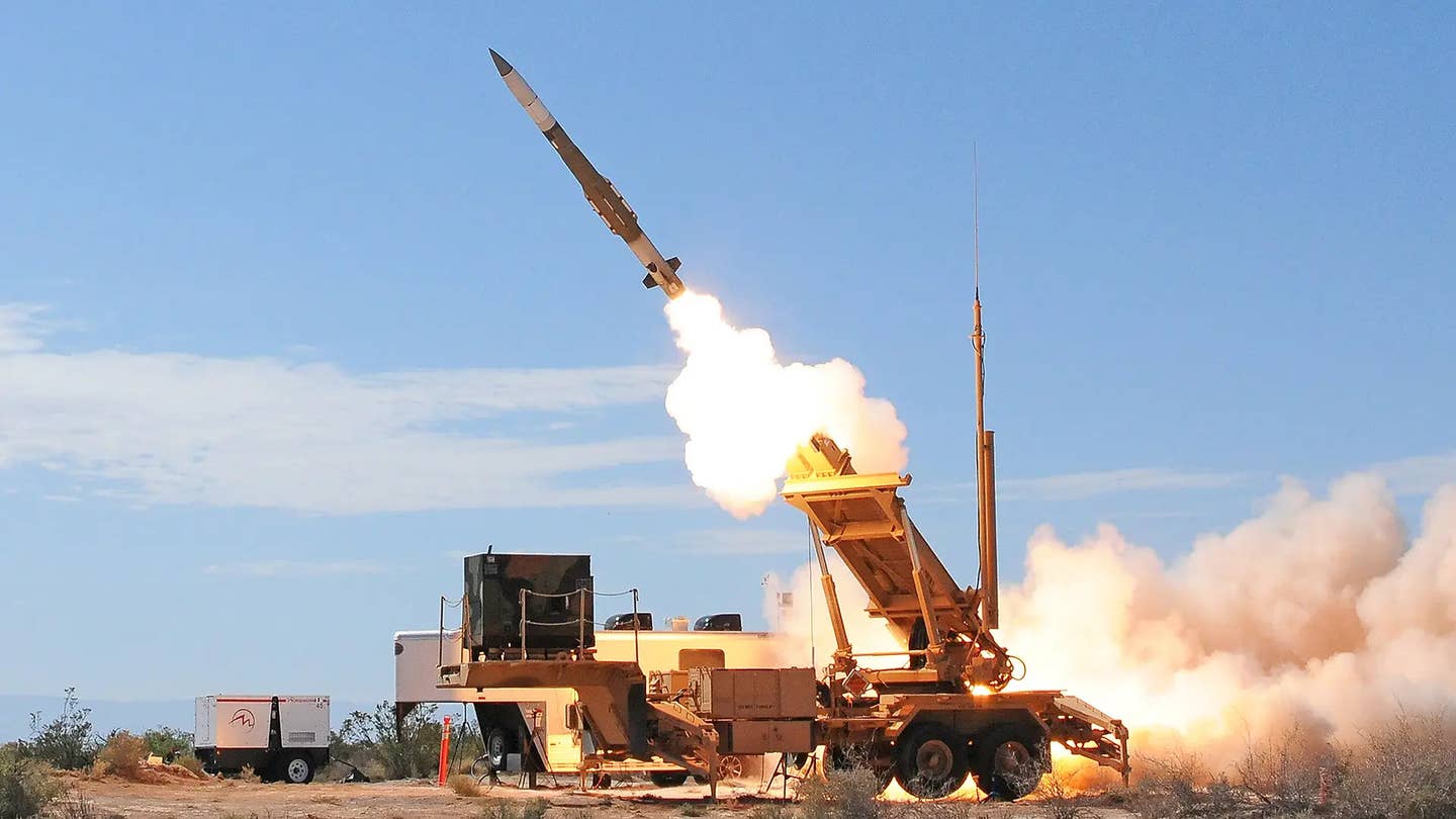A Patriot Advanced Capability-3 Missile Segment Enhancement (PAC-3 MSE) surface-to-air missile at the moment of launch. <em>Lockheed Martin</em>