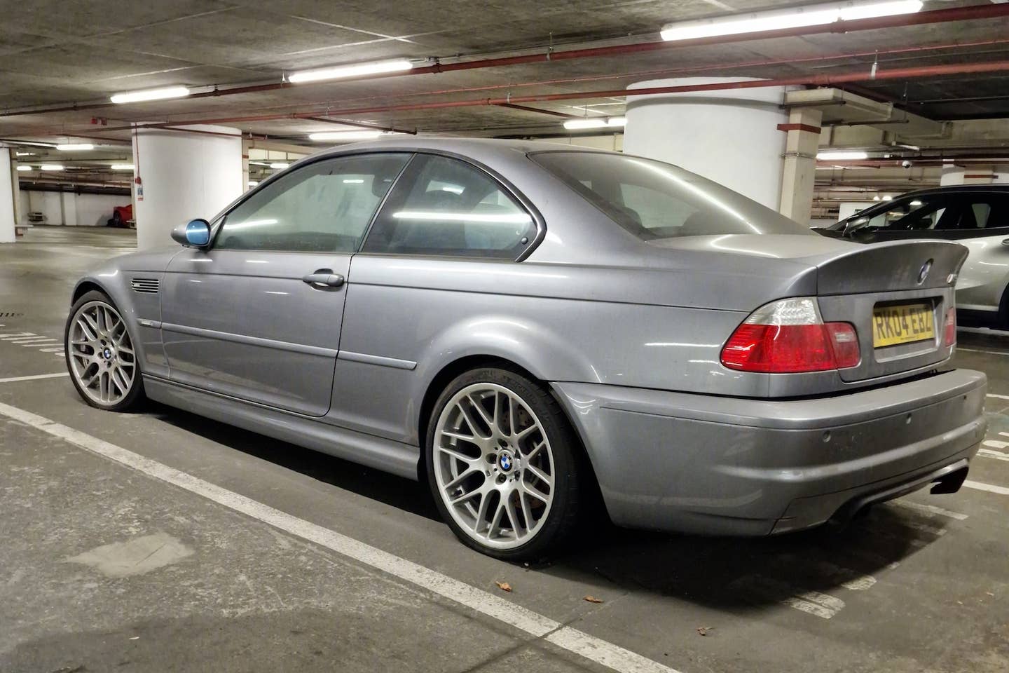 2004 BMW M3 CSL formerly neglected in a London parking garage.