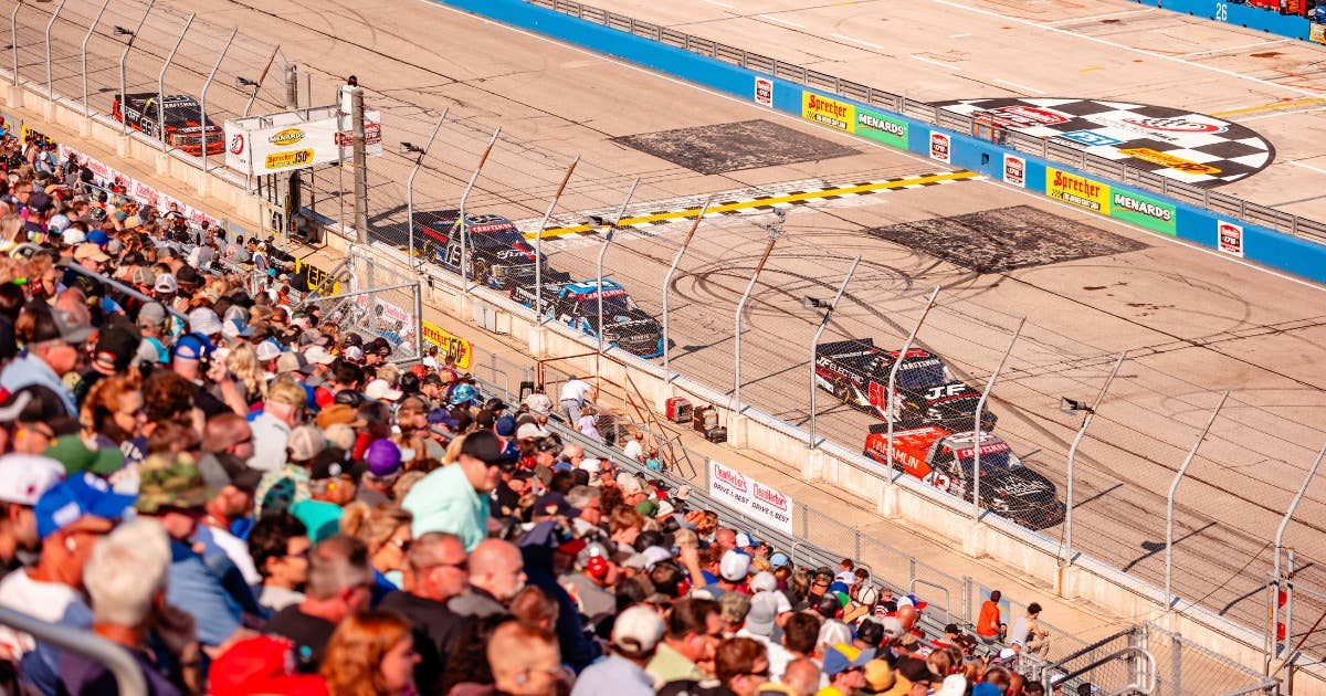 NASCAR Trucks racing at the Milwaukee Mile in August 2023
