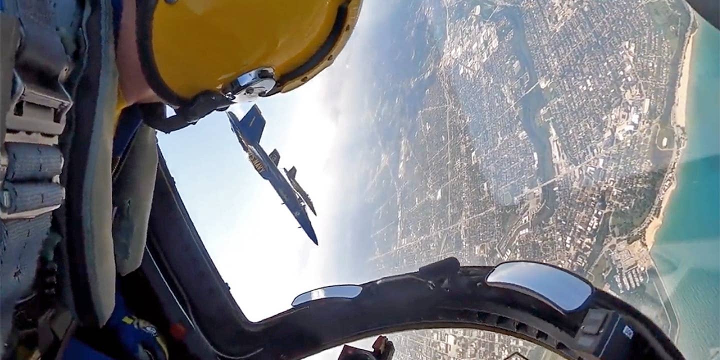 Line abreast loop blue angels formation cockpit footage