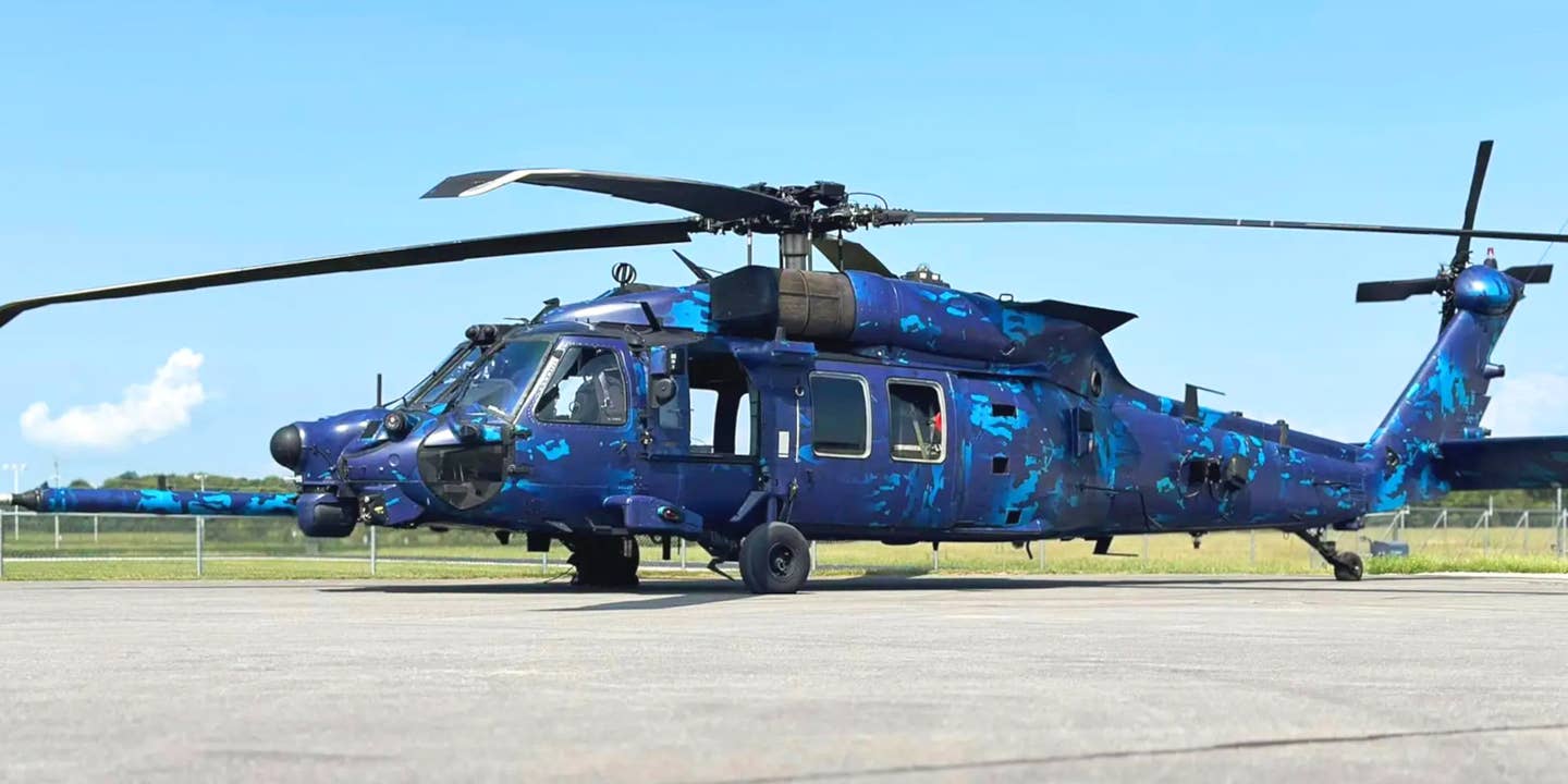 An MH-60M Black Hawk helicopter in the latest configuration utilized by the US Army's elite 160th Special Operations Aviation Regiment and with a unusual paint job recently visited a civilian airport in Alabama.