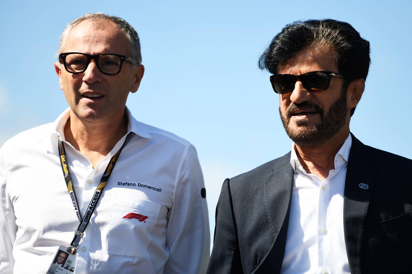 F1 CEO Stefano Domenicali (left) and FIA President Mohammed Ben Sulayem. <em>Getty Images</em>