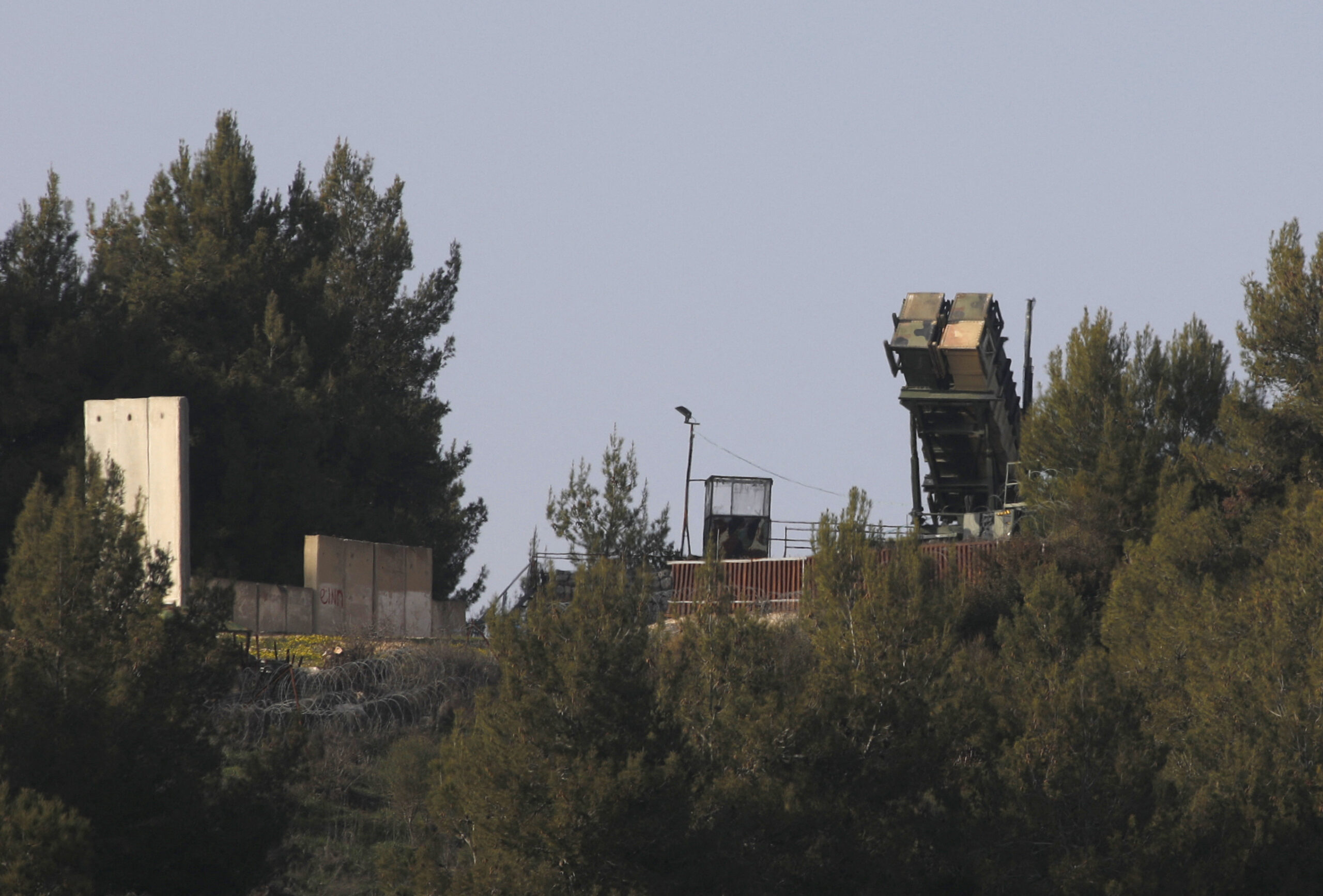 A Patriot surface-to-air missile battery is pictured near the border with Lebanon in northern Israel on February 18, 2022. - Israel's military said its air defences fired at an unmanned aerial vehicle that had crossed into its airspace from Lebanon today, the second such incident in as many days. (Photo by JALAA MAREY / AFP) (Photo by JALAA MAREY/AFP via Getty Images)