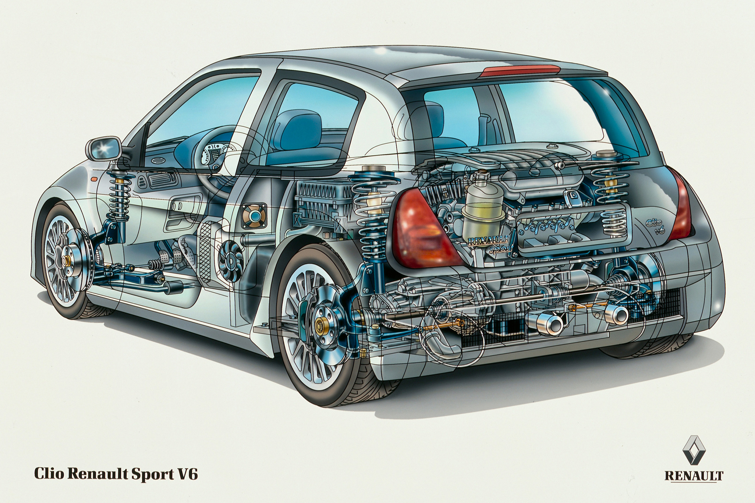 Engineering illustration of Renault Clio V6.