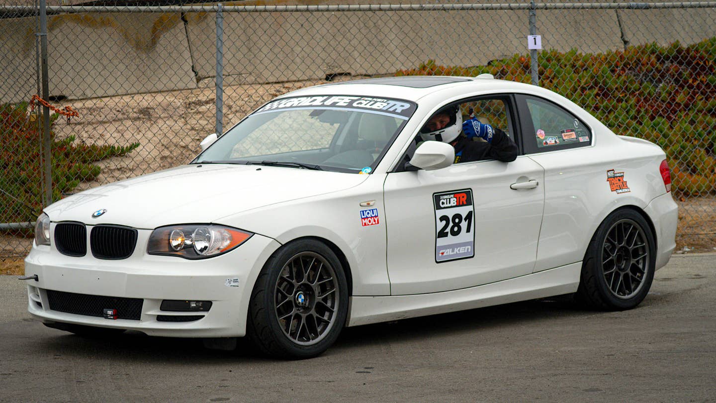 E82 BMW 128i in grid at Laguna Seca