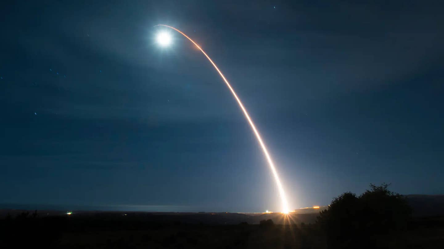 A picture of a previous, successful Minuteman III test launch. <em>USAF</em>