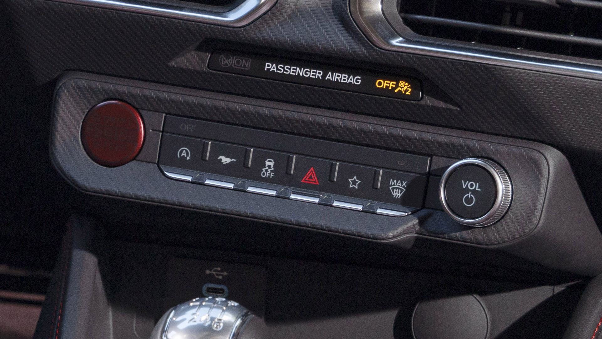 2024 Ford Mustang volume and climate controls
