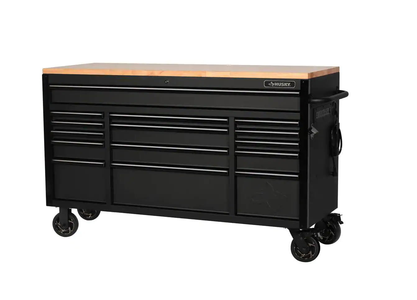 Husky 61 x 23 in. Heavy Duty 15-Drawer Mobile Workbench Tool Chest with Solid Wood Top ($200 off)