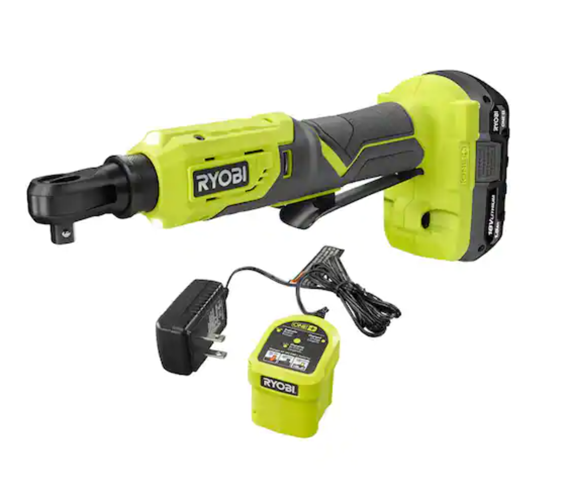 ONE+ 18V Cordless 3/8 in. 4-Position Ratchet Kit with 1.5 Ah Battery and Charger ($99.00)