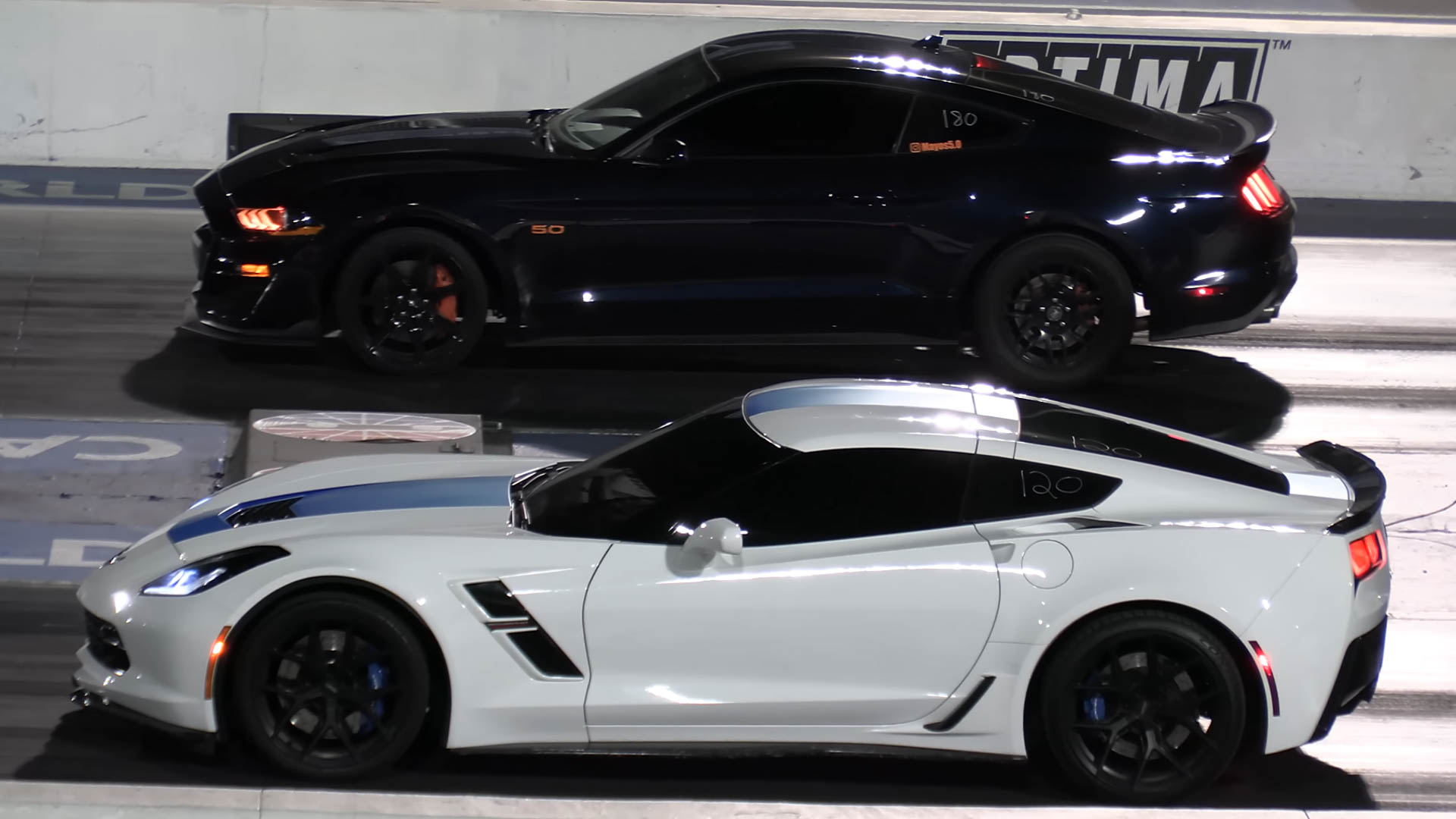 Ford Mustang vs C7 Corvette Drag Race Ends, How Else, With the Mustang in the Wall