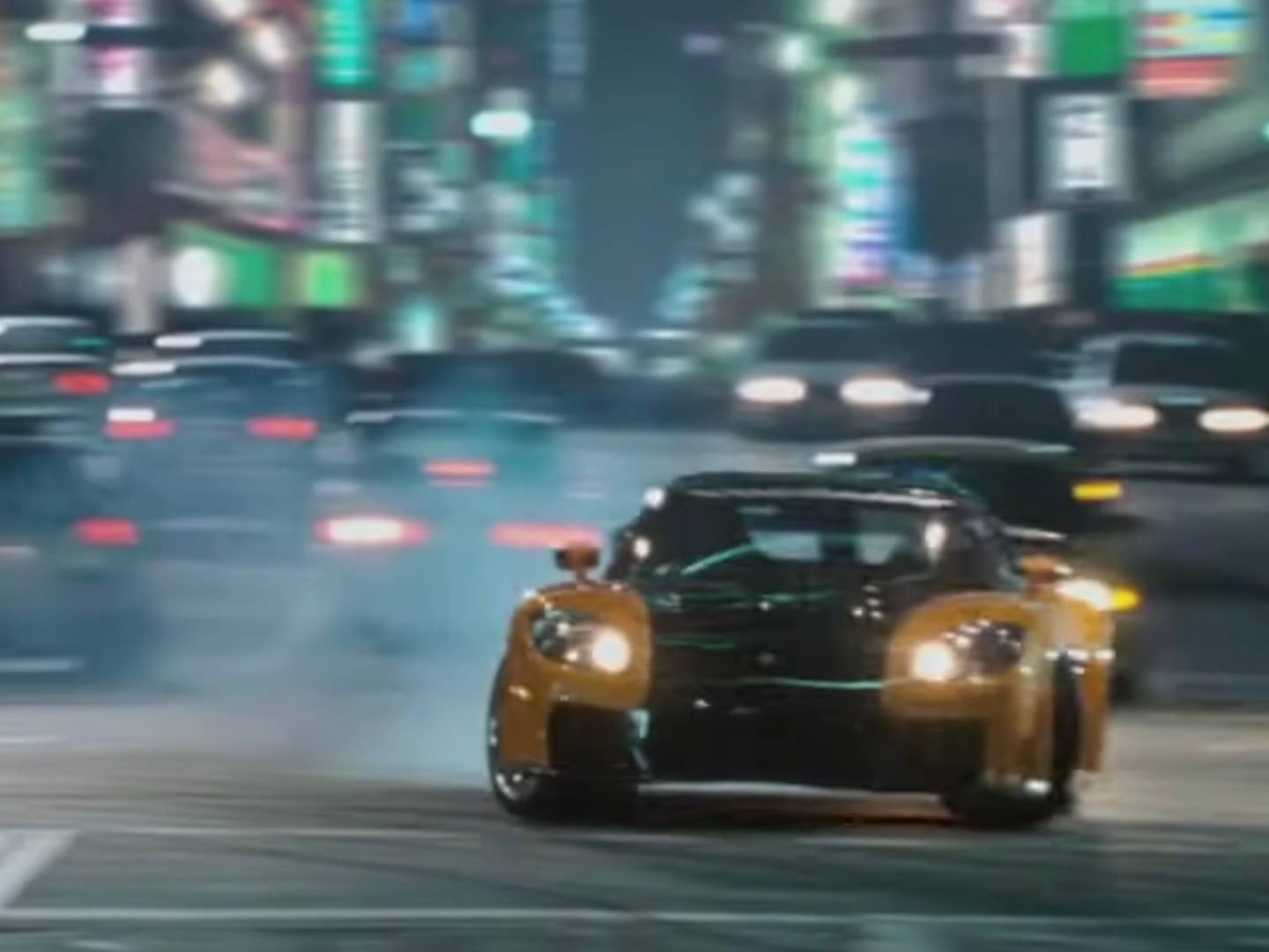 Han drifts his Veilside Mazda RX-7 in &quot;The Fast and the Furious: Tokyo Drift&quot;